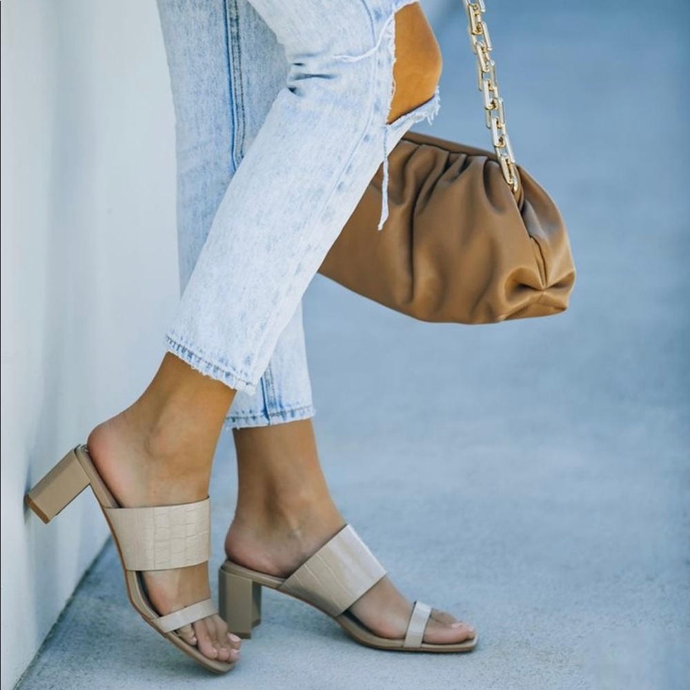 Vici Gia Croc Embossed Block Heeled Sandal